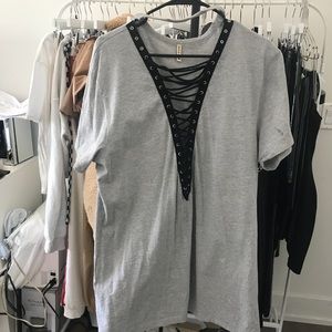 LF Lace Up T-Shirt Dress